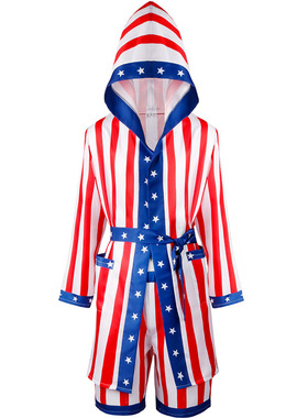 亚马逊新款拳王拳击Rocky Balboa成人战袍拳击服美国星条披袍