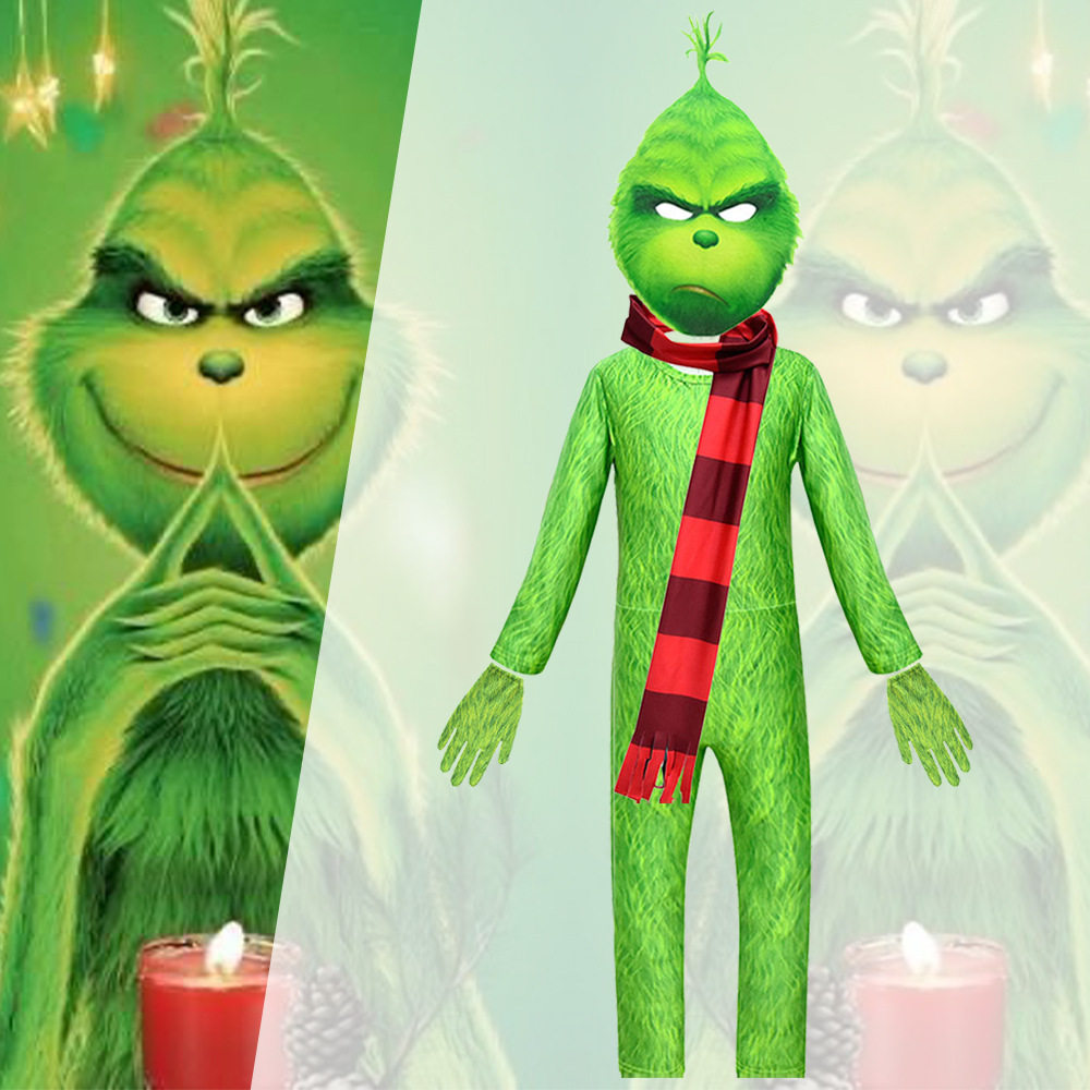 绿毛怪cosplay服饰TheGrinch连体衣紧身衣圣诞节舞台表演服格林奇