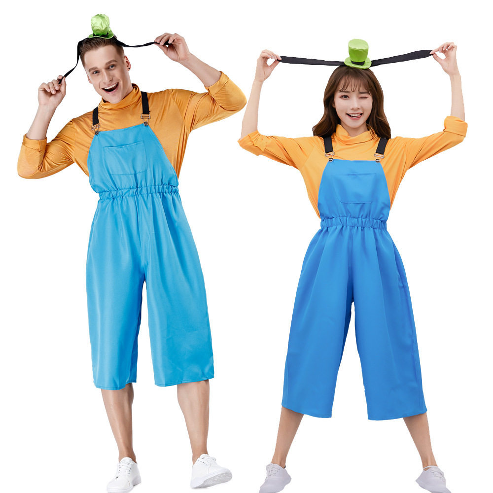 日本动漫卡通高飞cos 可爱的狗角色扮演服 背带裤套装情侣舞台服