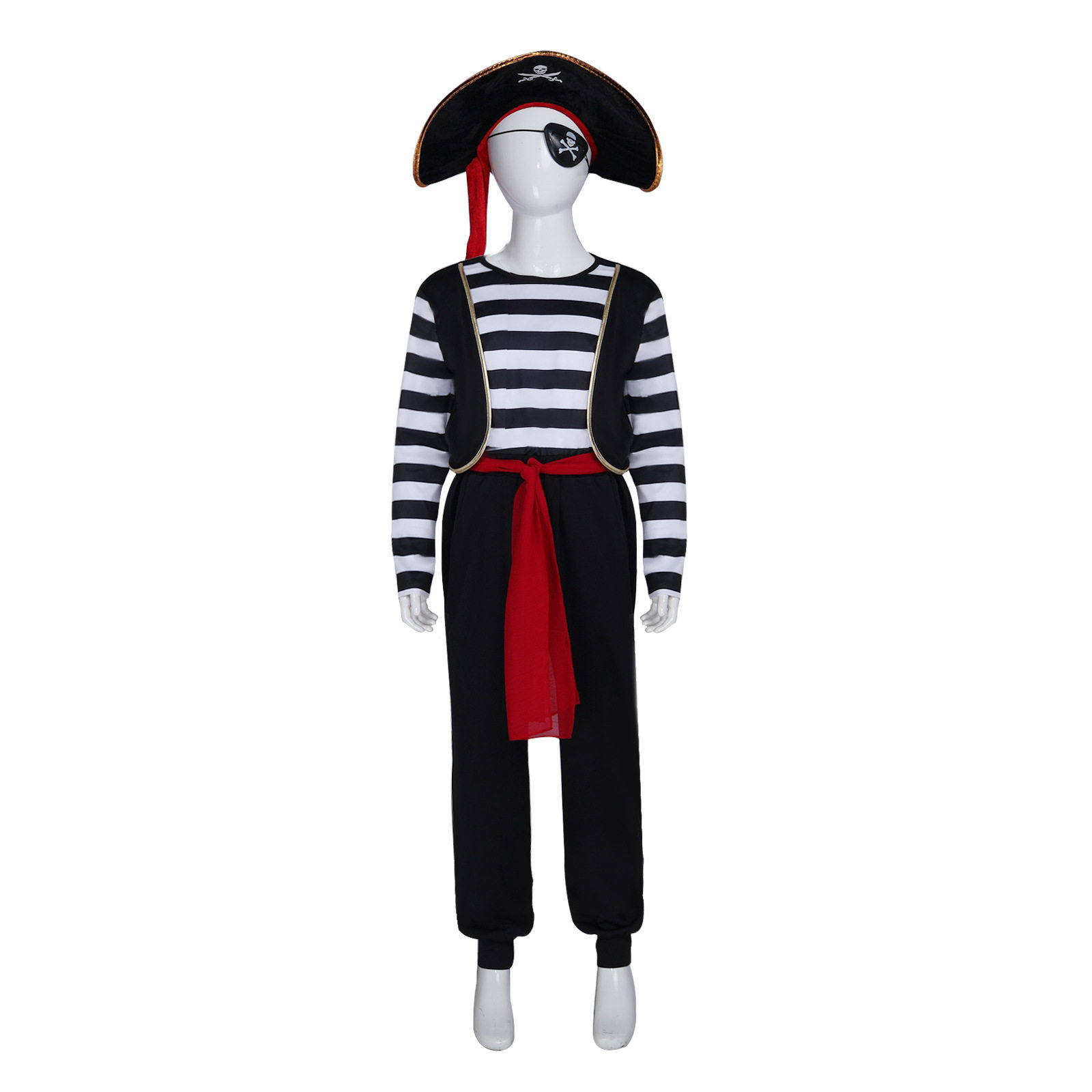 海盗船长cos服儿童男两件套万圣节装扮服装
