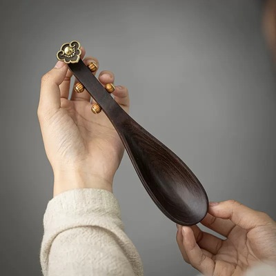 黑檀木琵琶茶勺功夫茶具家用功夫