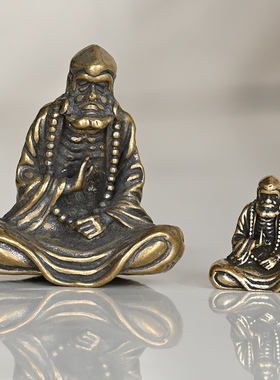 禅意达摩祖师实心黄铜摆件
