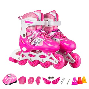 旱冰鞋 溜冰鞋 轮滑鞋 直排轮 儿童单闪套装 大小可调滑冰鞋