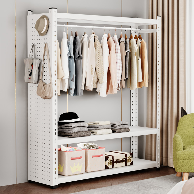 衣帽架卧室落地挂衣架步入式衣帽间架子金属货架可组合开放式衣柜