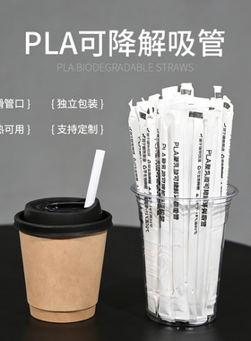 15cmPLA可降解吸管独立包装平滑管口冷热可用环保吸管100支装商用