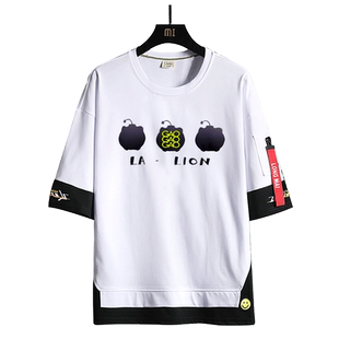 hololive虚拟主播Vtuber狮白牡丹同款纯棉短袖T恤动漫周边男衣服