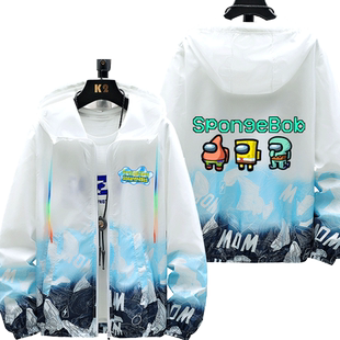 Among us海绵宝宝联名太空狼人杀卡通动漫防晒衣服男女超薄外套夏
