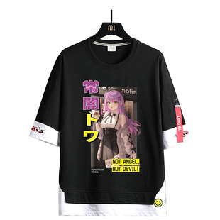 vtubert虚拟主播Hololive动漫周边常暗永远同款纯棉短袖T恤男衣服