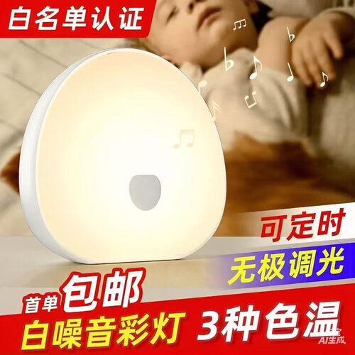 White Noise Sleep Machine Baby Night Light, Timer, Dimmable