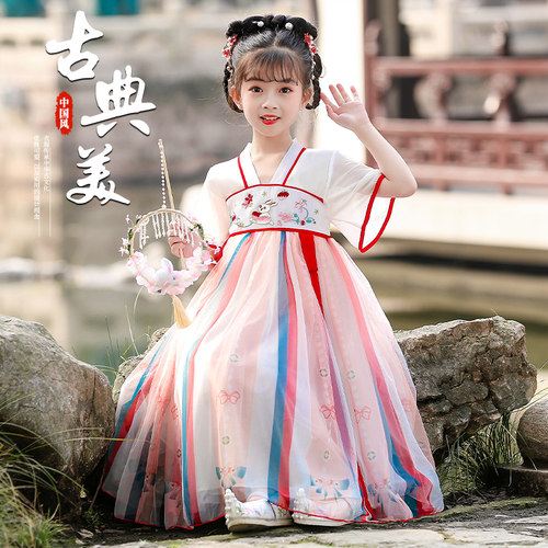女童汉服夏季连衣裙唐装民族风
