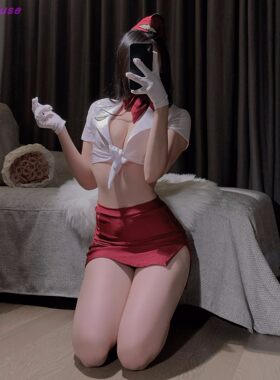 甜美空姐装深V包臀睡裙