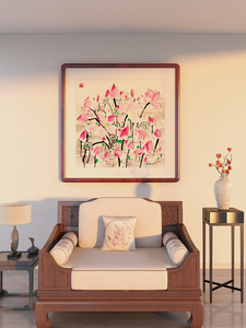 吴贵忠装饰画新中国风客厅水墨画荷花挂画餐厅挂画入口广场手绘正