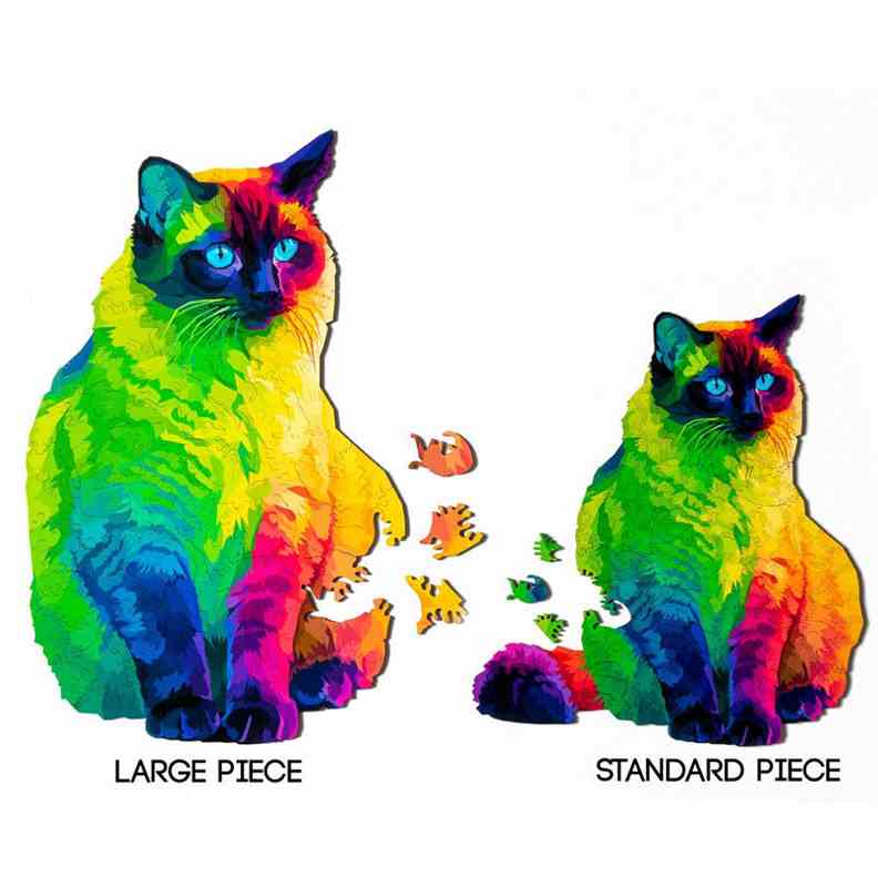 不规则猫拼图彩虹猫拼图彩色拼图七彩猫拼图形状拼图彩色炫彩拼图