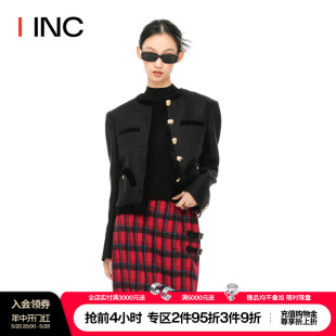 24SS新款 IINC 短外套女 BLAZE设计师品牌 黑色金扣修身