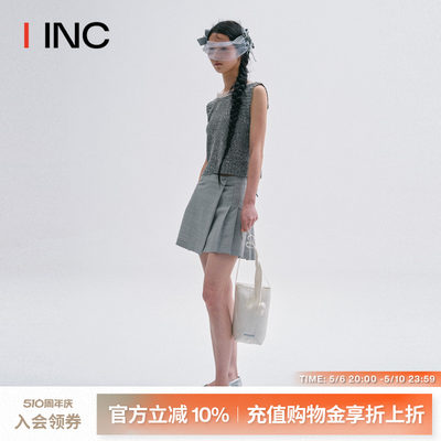 MARCHEN 设计师品牌 IINC 春夏款亚麻混纺无袖休闲短款针织背心女