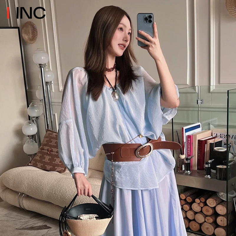 当然是当同款Y III CHUAN EO一川 抽褶半袖罩衫半身裙女25SS IINC