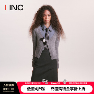 毛衣外套女 经典 灰色V领针织上衣阅读室开衫 款 MARCHEN IINC