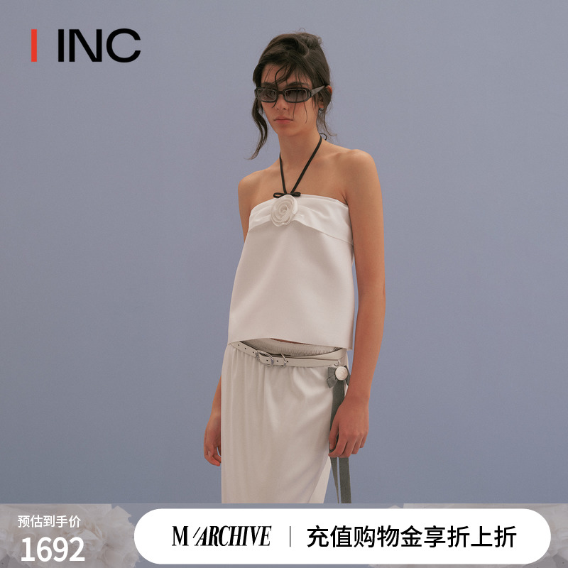 MARCHEN 24SS新款夏季新雪玫瑰上衣白色吊带背心女 IINCBOUTIQUE