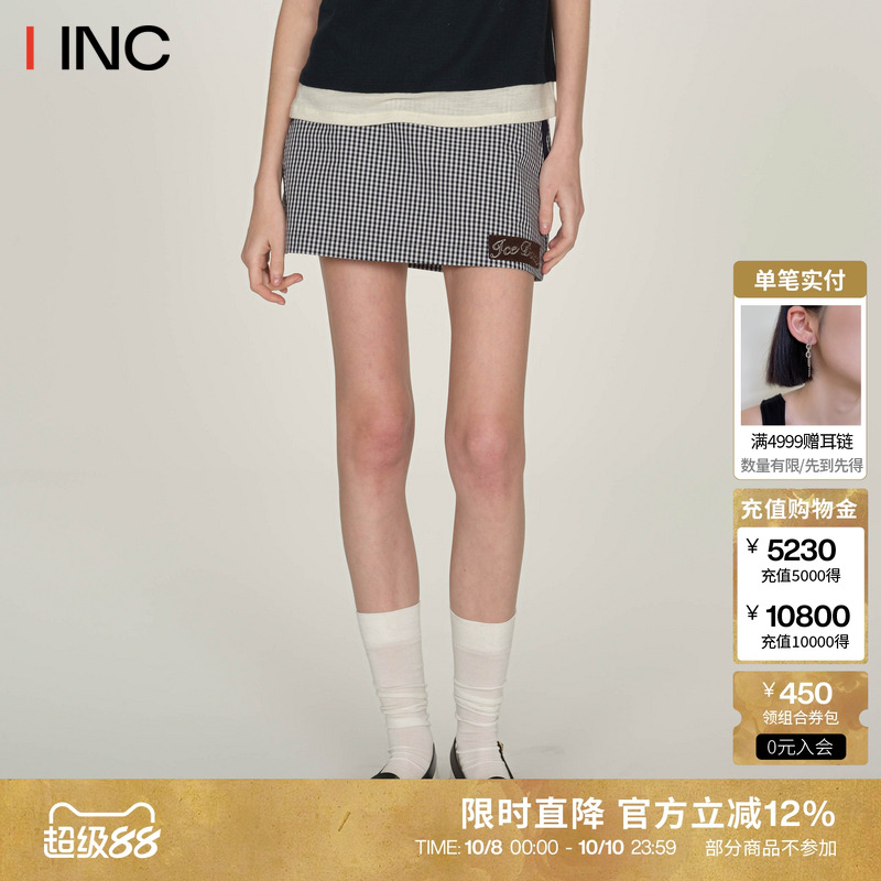 ICEDUST拼色格子短半身裙