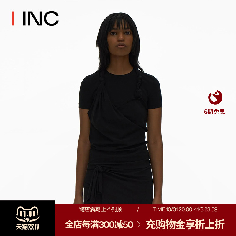 【HELMUT LANG设计师品牌】IINC 22SS 薄款修身纽结短袖T恤夏季女