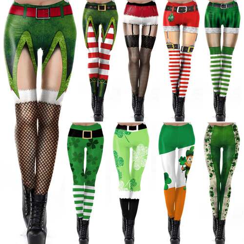 St Patrick's Day Christmas Leggings for Women New Year