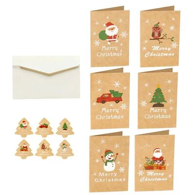 6set Merry Christmas Cards With Envelopes DIY Blank Greeting