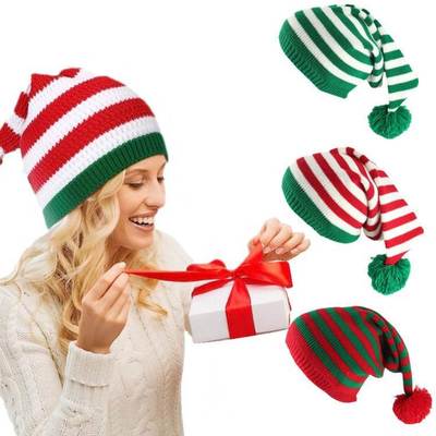 Christmas Santa Beanie Knitted Hat Elf Santa Claus Red