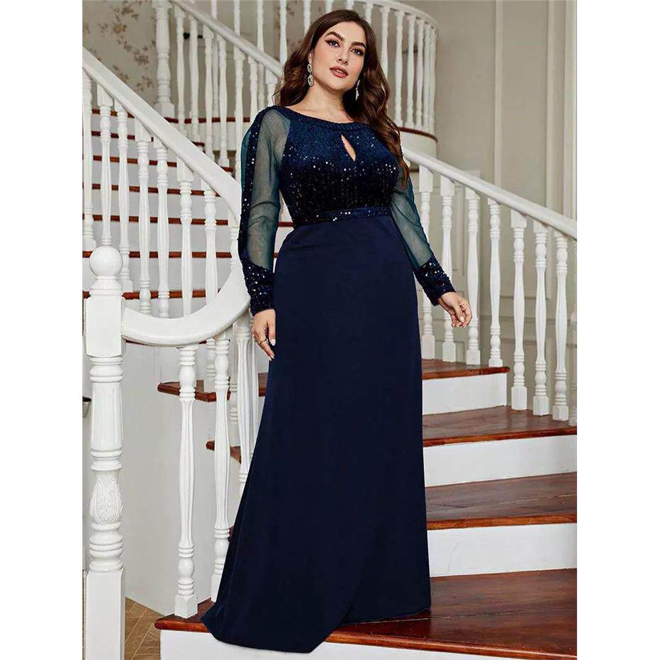 欧美新款大码晚礼服气质修身连衣裙派对聚会PlusSize Party Dress