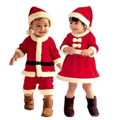 Christmas Kids Santa Claus Costume Toddler Baby Red Xmas