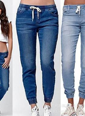 women jogging pants jeans plus size 新款大码女牛仔裤慢跑裤