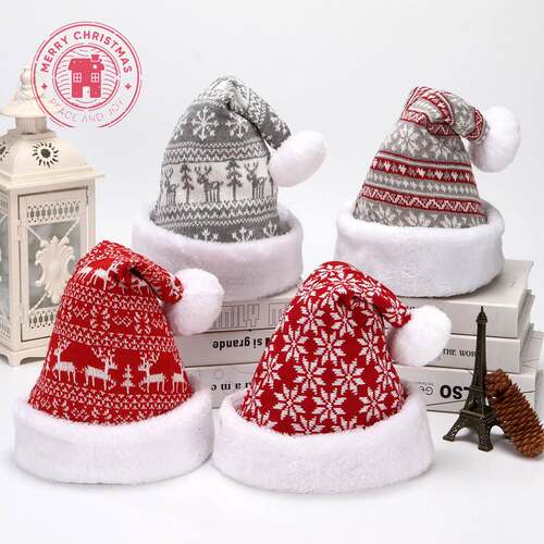 2023 New Snow Deer Knitted Woollen Christmas Hat 30*40cm