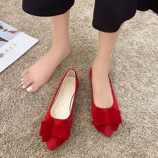 women Bowknot flat shoes wedding shoes big size 43蝴蝶结单鞋