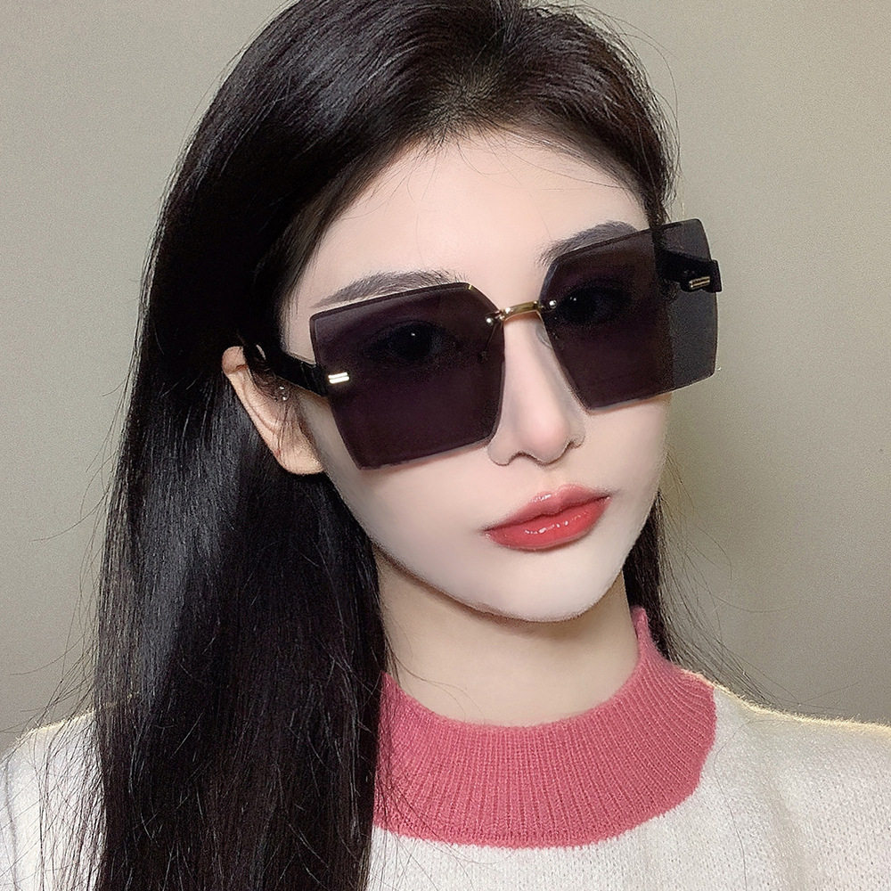 新款无框切边网红太阳镜女抖音防