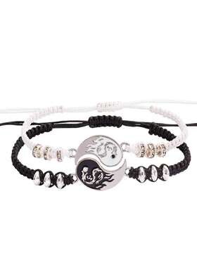 中复古手工太极阴阳龙手链一对