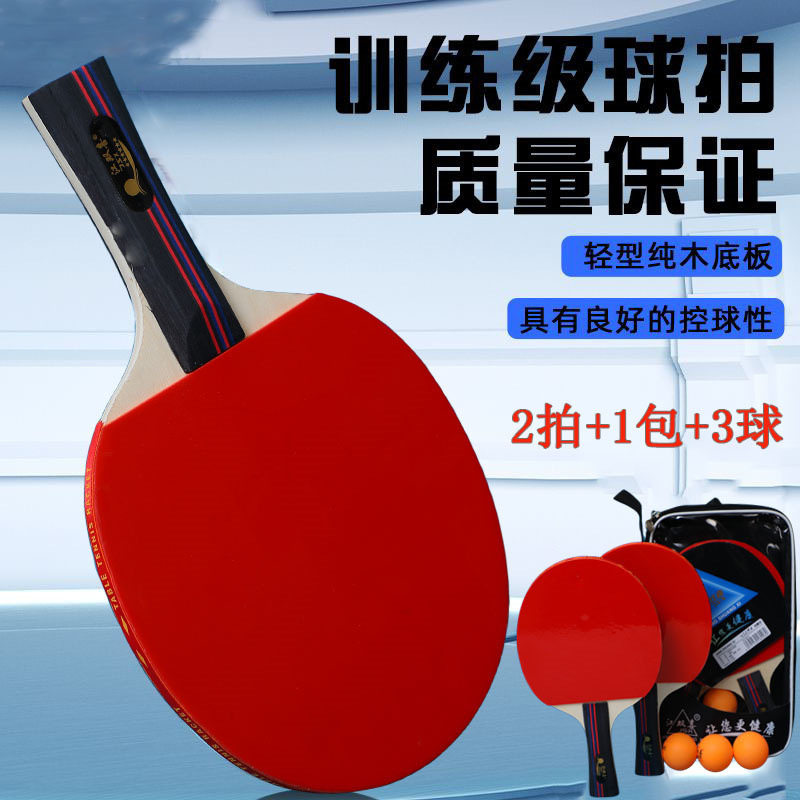 六星级乒乓球拍套装双面反胶成品拍直拍横拍2只球拍套装