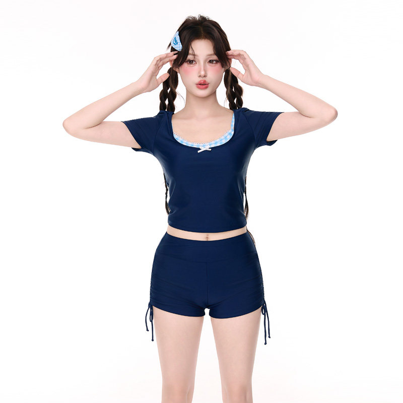 爱丽莎泳衣女分体显瘦高级感运动风少女平角保守学生泡温泉游泳衣