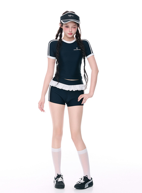 爱丽莎泳衣女2026新款显瘦分体高级感美式运动风保守少女学生温泉