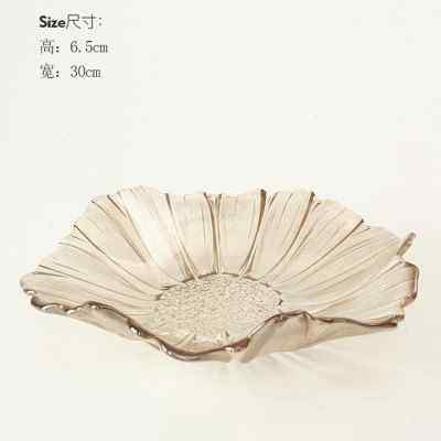 贝汉美花瓣创意水晶果盘现代简约客厅家用茶几大号个性玻璃水果盘