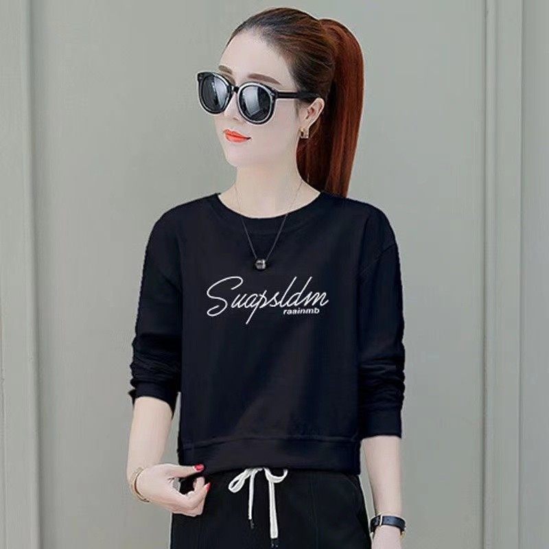 短款小个子高档卫衣女2026新款春秋圆领宽松上衣ins潮长袖女上衣