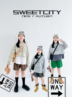 卫衣可拆卸 city秋儿童中性日系印花圆领假两件长袖 NO退换 sweet