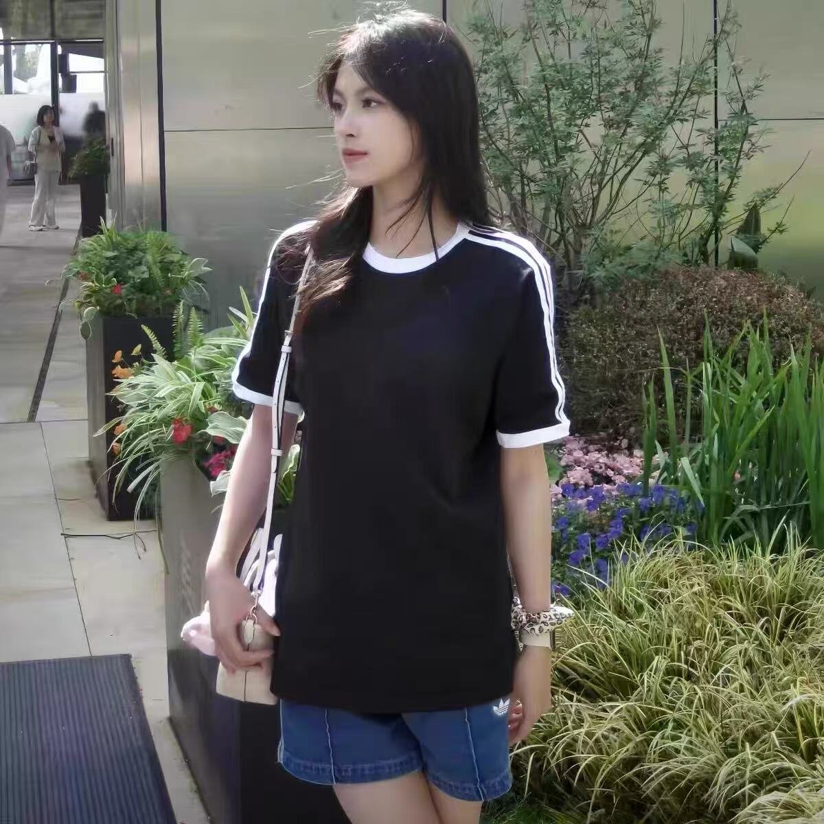 ekx品牌推荐丨夏季新短袖T恤女男同款Jennie同款黑白三条纹ED7018