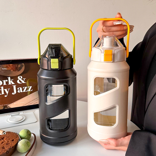 高硼硅玻璃杯双层超大容量塑玻杯耐高温防摔男士2026新款旅行水壶