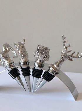 现代轻奢酒柜鹿头金属红酒塞动物创意摆件桌面酒店餐厅装饰品摆件