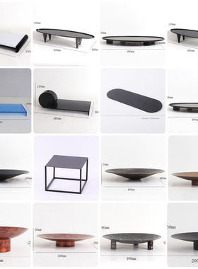 新中式复古黑色高脚椭圆形托盘