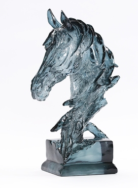 轻奢新中式办公室马头摆件酒柜家居酒店别墅展厅玄关动物软装饰品