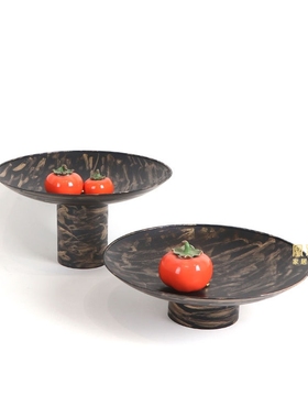 新中式大型铁艺圆形托盘摆件