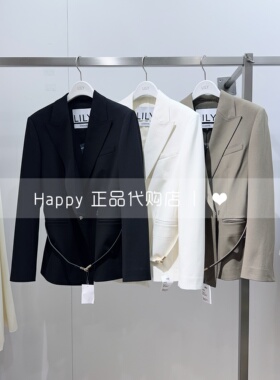 LILY丽丽26年春款商场正品126140C2121翻领羊毛直筒百搭西装外套