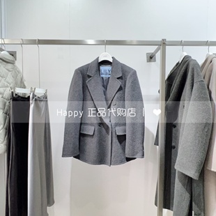 25年冬新款LILY丽丽国内代购125420C2206西装领短毛呢外套女大衣