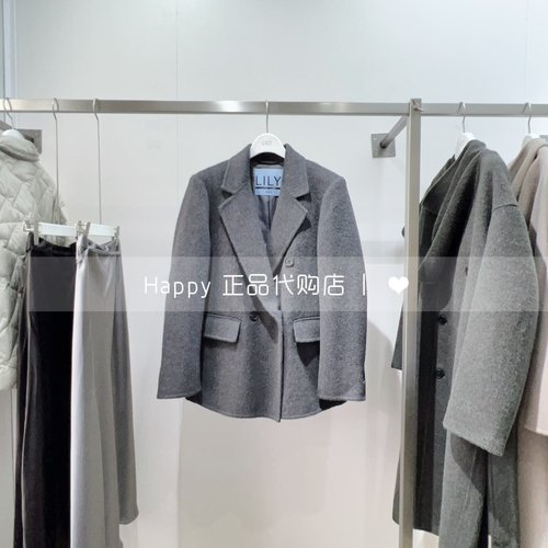 LILY西装领短毛呢外套女大衣