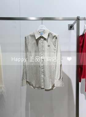 26年春新款LILY丽丽国内代购126120C4124细格纹方块拼接长袖衬衫